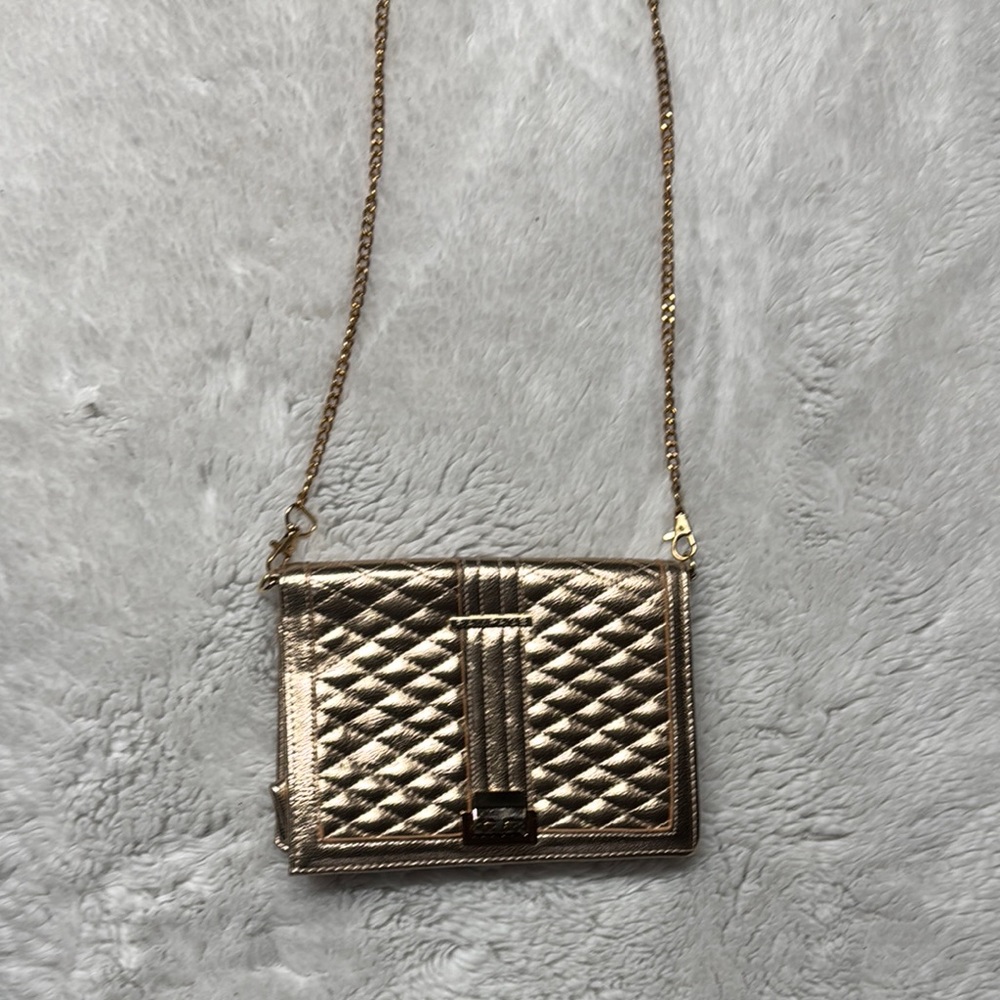 Gold Quilted Crossbody Bag